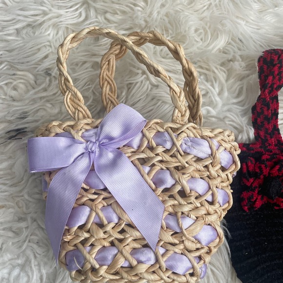 Girl's Spring Easter Flower Girl Basket Handbags Purse Set of 2 - Picture 4 of 5